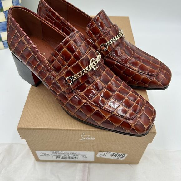 Women’s Christian Louboutin MJ, moc leather loafers size 38 made in Italy - Picture 4 of 13